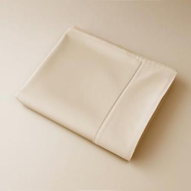 Imagem de Apenas lençóis de algodão, lençol de cima 100% algodão 600 fios, 100% algodão, lençol de cima Queen apenas 1 peça, fresco, respirável, enrugado (bege Queen 1 peça)