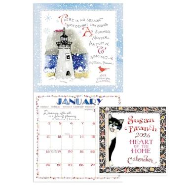 Imagem de TF Publishing Mini calendário Susan Branch 2026 com grades mensais para agendamentos e agendamentos - Calendário vertical pequeno de parede 2026 com papel fosco premium para organização de casa e
