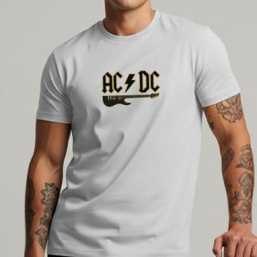 Imagem de Camiseta Masculina AC DC Banda Rock Clássico Estampa Guitarra Algodão 