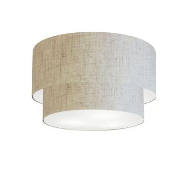 Imagem de Plafon Duplo Cilíndrico Vivare Md-3045 Cúpula Em Tecido 40x35cm - Bivolt Rustico-bege 127/220v