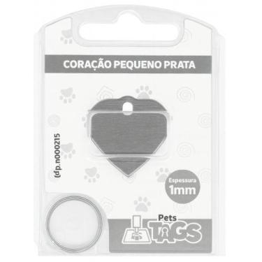 Imagem de Plaquinha de Identificação Personalizada - Coração Prata P - PETSTAGS