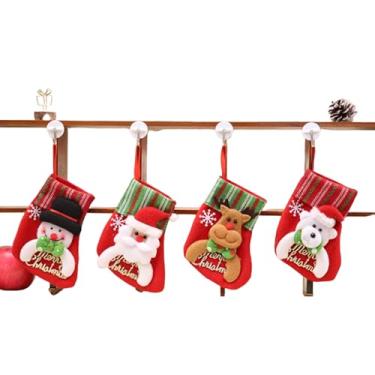 Imagem de Kit Com 4 Porta Talheres Natalino Em Feltro Botinhas Decorativas Para Ceia de Natal Rico Em Detalhes (MODELO 1)