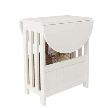 Imagem de Mesa dobrável branca mesa de jardim mesa de jantar pequena criativa mesa redonda giratória sala de estar quarto mesa de cabeceira