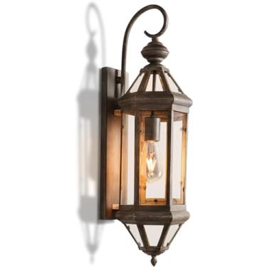 Imagem de HOSETEON Luminária de parede europeia - Luminária de parede interna antiga de vidro metálico com E27 ket, retro industrial americano, corredor de corredor personalizado ony Kitchen d Arandela