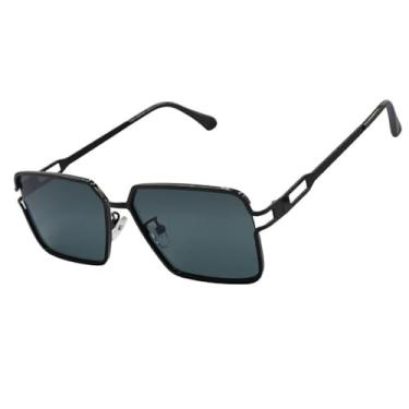 Imagem de Óculos de Sol Quadrado Premium Metal Hype Moderno Elegante UV400 Unisex Feminino Masculino - Modelo Boston - Cacife Brand (Preto)