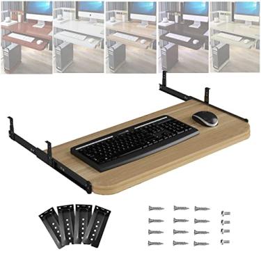 Imagem de A bandeja deslizante para teclado é adequada para o escritório/casa/escola, deslizante de teclado sob a mesa ergonómica, a bandeja de braço do teclado do computador