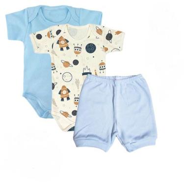 Imagem de Kit Roupa de Bebê Verão 3 Peças Com Body Manga Curta e Short - Koala B