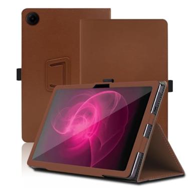 Imagem de Capa para tablet T-Mobile Revvl Tab 2 de 10,1 polegadas, T-Mobile Revvl Tab 2 2025, capa protetora dobrável com suporte para lápis e alça de pulso, proteção total. (marrom)