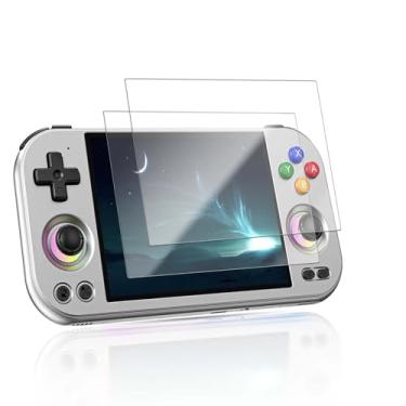 Imagem de YAJOJO Pacote com 2 protetores de tela para console de jogos portátil Anbernic RG477M, vidro temperado de dureza 9H para Anbernic RG477M, antiarranhões, clareza HD, sem bolhas