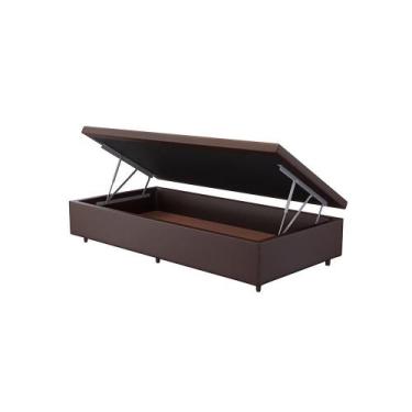 Imagem de Base Box Baú Orthocrin Marrom Solteiro 88x188x31 Tecido Resistente Alt