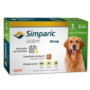 Imagem de Simparic 80mg Antipulgas para Cães 20,1Kg a 40Kg 1 Comprimido - Zoetis