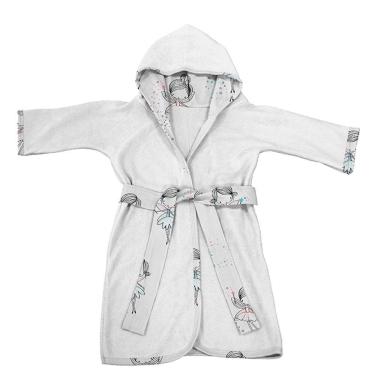 Imagem de Roupão Infantil Tecebem Com Capuz Malha Carlota Plush Atoalhado Branco