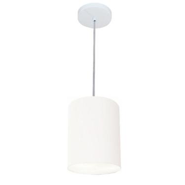 Imagem de Lustre Pendente Cilíndrico Md-4012 Cúpula Em Tecido 18x25cm Branco - Bivolt