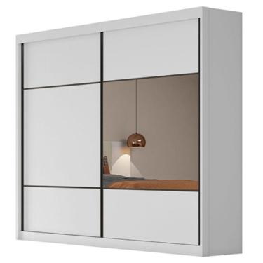 Imagem de Guarda Roupa Casal Belmonte 2 Portas 8 Gavetas Neve Com Espelho - Novo Horizonte