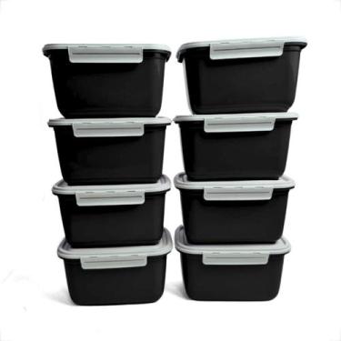 Imagem de Kit Pote de Plástico Marmita Tampa Com Trava Hermetico 1L Marmitas Fit