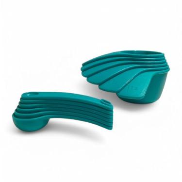 Imagem de Tupperware Conjunto de copos e colheres Measuring Mates - idioma espanhol - (Cda = colher, Tz = xícara) na cor azul-petróleo