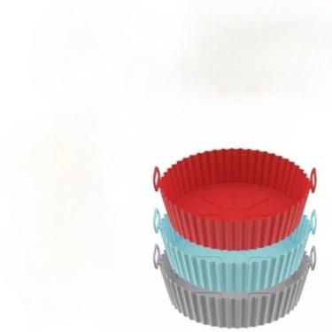 Imagem de Formas de Silicone Grande Quadrada Antiaderente Assadeira Air Fryer e Forno para Fritadeira Elétrica com Alça(kit 3 redonda)