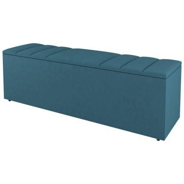 Imagem de Calçadeira Baú Casal Grace 140cm Suede Turquesa - Abmaza