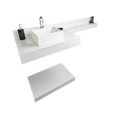 Imagem de KIT Bancada + Prateleira + Extensor 100% Porcelanato Branco, Banheiro, Lavabo