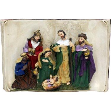 Imagem de Presépio Estatueta Nascimento Jesus Livro Sagrado 3D 18x28cm