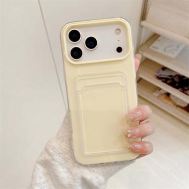 Imagem de SFDSUH Capa carteira com porta-cartões para iPhone 16 Pro Max, em TPU macio e resistente a impactos (para iPhone 16 Pro Max/amarelo claro)