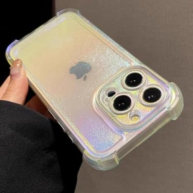 Imagem de HTVJFX Capa de celular luxuosa com arco-íris laser, transparente e fosca, macia e à prova de choque (para iPhone 11 Pro Max/arco-íris laser)