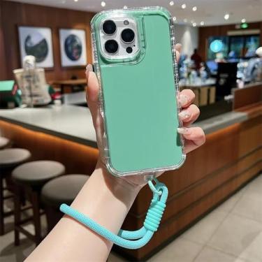 Imagem de HTVJFX Para 15promax Pulseira Cor Sólida Híbrida Armadura Capa Airbag Canto Capa À Prova de Choque (para 15promax/cinza verde)