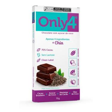 Imagem de Chocolate Vegano Com Chia Only4 -70g - Only 4