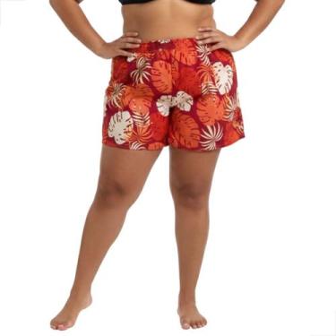 Imagem de Shorts Feminino Plus Size Floral Poliéster Bermuda Casual - ALPHAPOLO,
