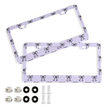 Imagem de SEHANY Lindas molduras roxas para placa de licença, moldura de placa de carro de alumínio à prova de ferrugem com orifícios elípticos e parafusos, serve para acessórios de carro de tamanho padrão de