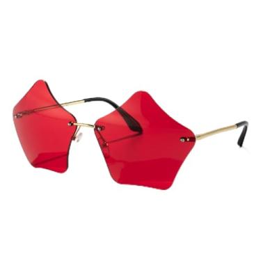 Imagem de Óculos de sol femininos Dopamine Star, colorido, armação de estrela de cinco pontas, divertidos, modernos, para mulheres, Vermelho, Lens Width: 67Millimeters