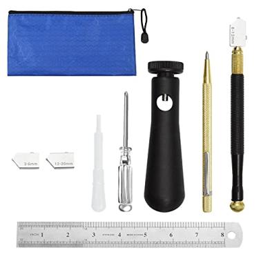 Imagem de Conjunto de ferramentas de corte de vidro, cortador de vidro estilo lápis, 2 lâminas extras de 2 mm a 20 mm, conta-gotas de óleo, caneta de gravação de tungstênio, alça de assistência, régua, chave de
