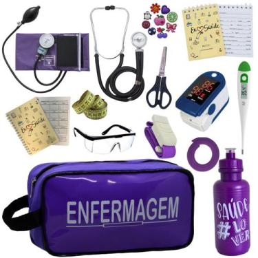 Imagem de Kit Enfermagem Aparelho Pressão Esteto Necessaire Completa - P.A. MED,