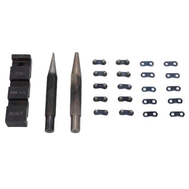 Imagem de Jectse Kit de Disjuntor de Motosserra Portátil, Bigorna de Corrente e Ferramenta de Punção Com Tiras Predefinidas de Reparo de 10 Elos, Compatível Com Correntes de Passo 325 404 de 1/4