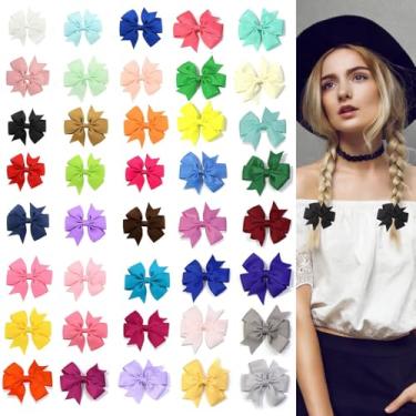 Imagem de [Conjunto de 40 peças] Presilhas de cabelo modernas multicoloridas, acessórios de cabelo doces para estilos diários e de festa - o destaque perfeito para estilos do dia a dia