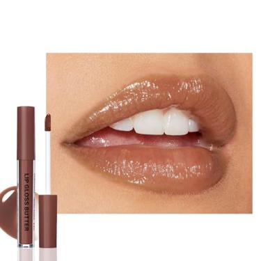 Imagem de HHLTOH Browm Honey Butter Lip Gloss matizado, batom líquido hidratante para mulheres, protetor labial hidratante natural para lábios secos, delineador labial leve, vegano nº 4