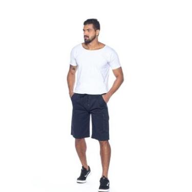 Imagem de Bermuda Masculina Elástico Sarja 7679 Azul Marinho-Masculino