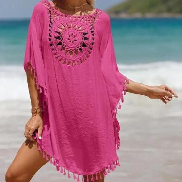 Imagem de Vestido De Crochê Sexy Para Mulheres, Saída De Praia Para O Verão, Cam