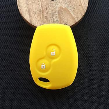 Imagem de YJADHU Porta-chaves do carro de silicone Proteção Porta-chaves do carro Porta-chaves Anel, apto para Renault Clio Scenic Megane Duster Sandero Captur, amarelo