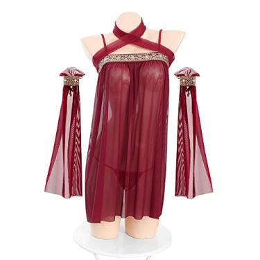 Imagem de Women's Sexy Asian RolePlay Suit Cosplay Hanfu Cheongsam Dress Anime Lingerie Costumes (#66 red)