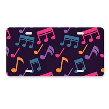 Imagem de DIYthinker Notas musicais coloridas, placa de licença preta, etiqueta de aço inoxidável para automóvel