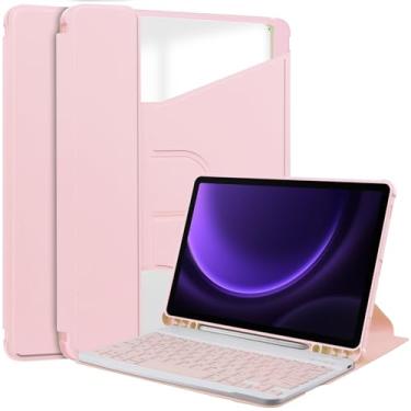 Imagem de Tábua PC Capa Capa para tablet inteligente compatível com Samsung Galaxy Tab S9 FE capa SM-X510/SM-X516 capa de 11 polegadas com capa de teclado suporte de visualização multiângulo (Color : Pink)