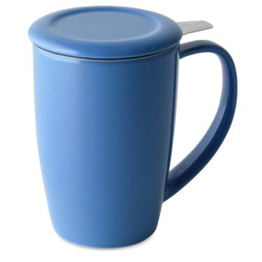 Imagem de FORLIFE Caneca de chá Curve Tall com infusor e tampa, 425 ml, azul