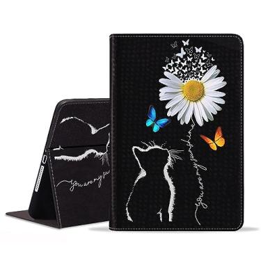 Imagem de ZXHSBROK Capa para Samsung Galaxy Tab S8 2022 e S7 2020 de 11 polegadas (SM-X700/X706/T870/T875/T878) - Capa fólio dobrável de couro PU fina com hibernar/despertar automático, gato e margarida