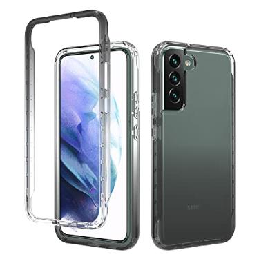 Imagem de Pzwoxukhov Capa para Samsung Galaxy S22+ SM-S906 / Galaxy S22+ 5G, alta transparência, cor gradiente, capa de absorção de choque anti-queda preta