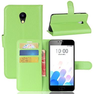 Imagem de Capa carteira MEIZU M5C, capa carteira flip de couro PU premium com compartimento para cartão, suporte e fecho magnético [capa interior à prova de choque de TPU] Compatível com MEIZU M5C