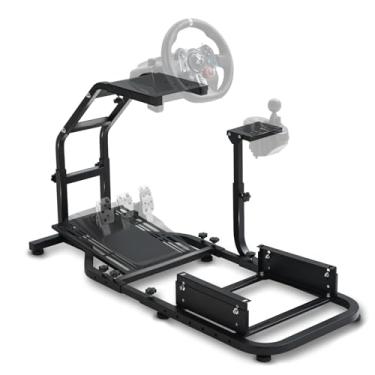 Imagem de Marada Racing Sim Cockpit Stand Stable Frame Adapt to PXN, Thrustmaster, Logitech G29, G920, T300RS, T150 Height & Length Adjustable Simulation Steering Wheel Mount Shifter and Pedal Not Included
