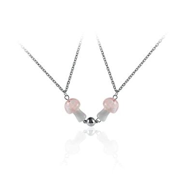 Imagem de Colares coloridos com pingente de simulação de cogumelos frescos para mulheres, meninas, amantes, melhores amigas, melhores amigas, amizade, 3D, alimentos, legumes, joias, Vidro, Vidro