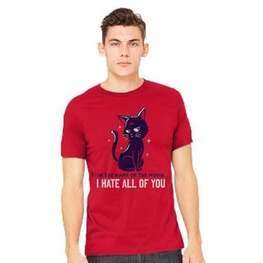 Imagem de TeeFury - I Hate You - Camiseta masculina animal, gato, Azul marino, G
