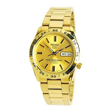 Imagem de Relógio automático masculino Seiko 5 #SNKE06 50 M dourado com corda automática
